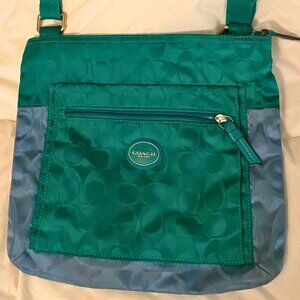 Vintage Coach Getaway Crossbody Nylon Bag - Teal and Blue - Used but Decent